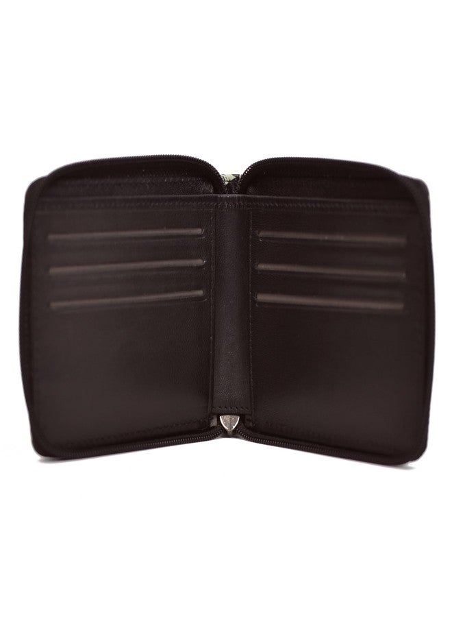 وايلدهورن محفظة وايلد هورن النسائية بسحاب دائري - حقيبة يد جلدية فاخرة بنقشة زهور | حقيبة يد أنيقة بسحاب إغلاق وفتحات متعددة للبطاقات للسيدات والفتيات (بني 1) - Image 2